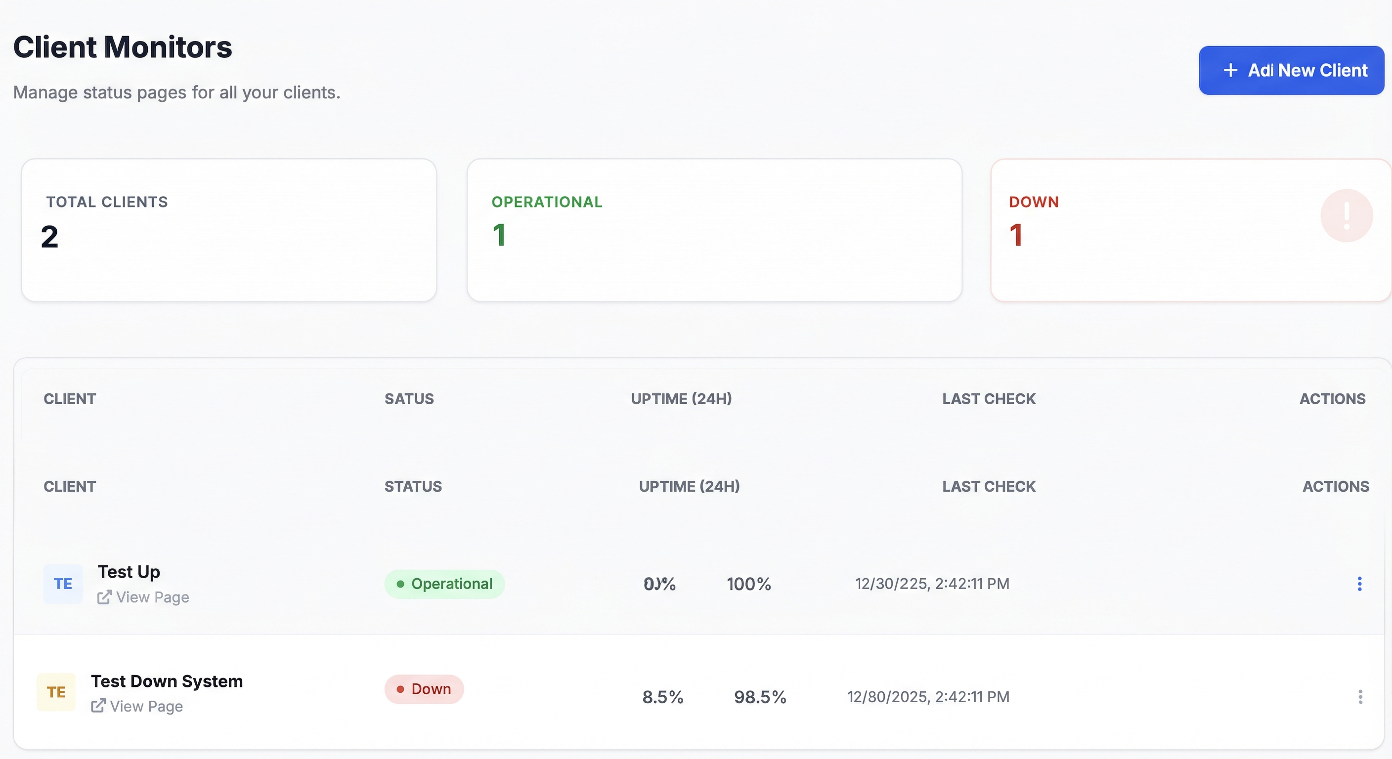 ClientStatus.io Dashboard